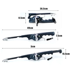 Portable Folding Telescopic Fishing Rod with Stainless Steel Built-in Reel