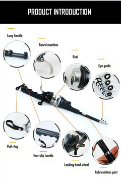 Portable Folding Telescopic Fishing Rod with Stainless Steel Built-in Reel